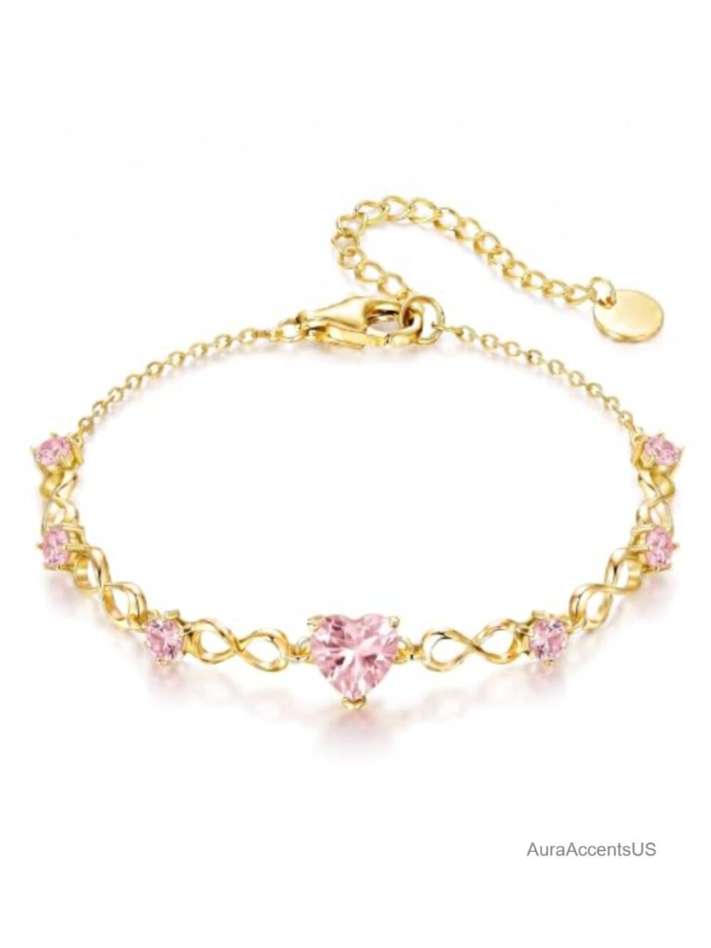 Gold Birthstone Charm Bracelet Adjustable Chain Women's Jewelry Gift